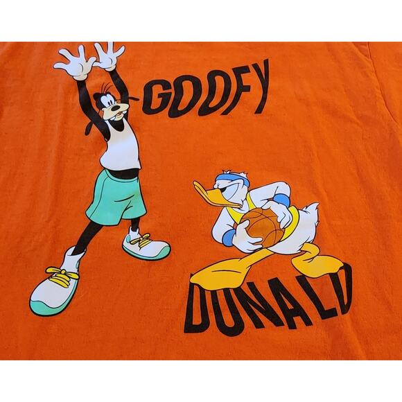 Authentic Disney Parks Goofy Donald Duck Orange T Shirt Youth Size Large - Picture 4 of 4